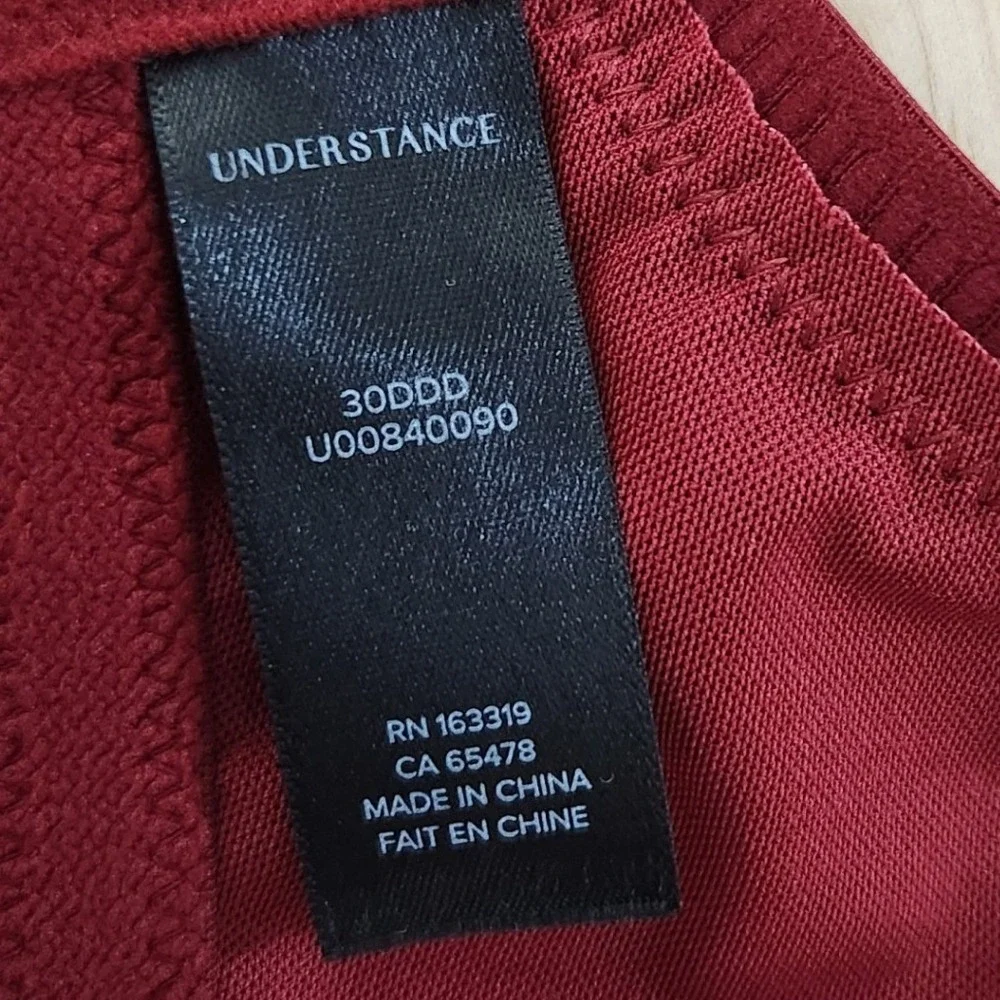 Understance Harper Lace Unlined Underwire Bra Dark Red 30DDD U00840090